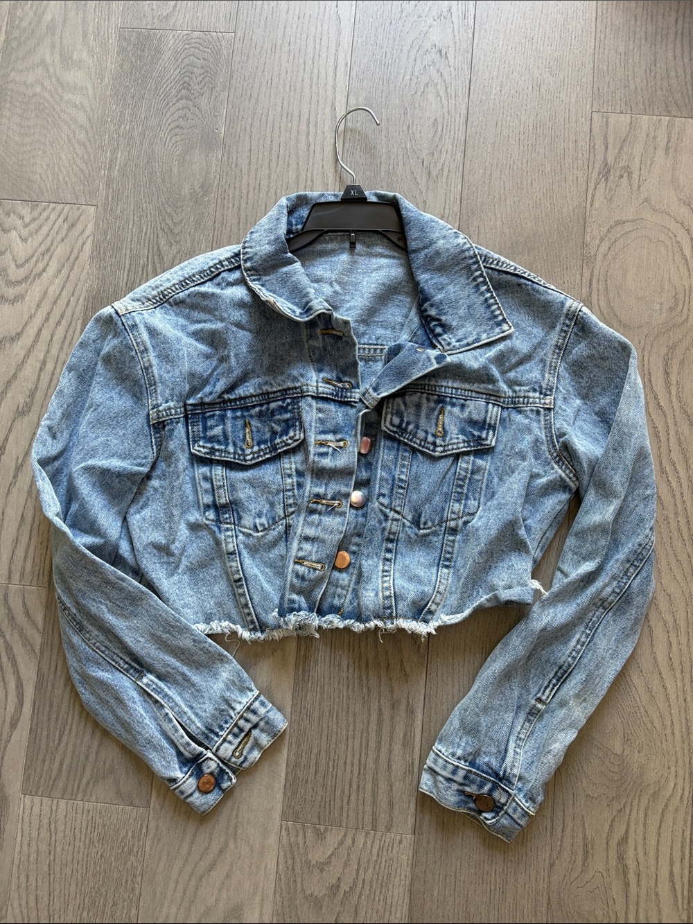SHEIN Light Blue Cropped Denim Jacket
